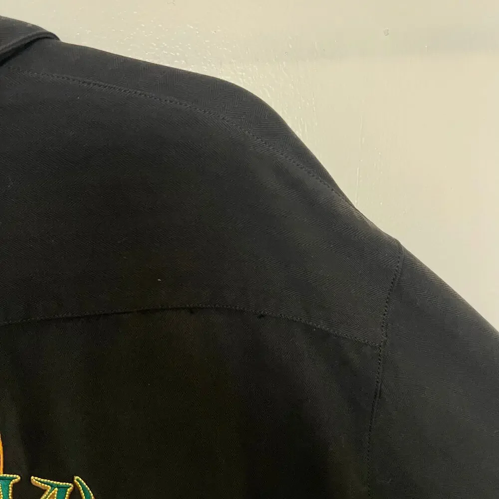 Tommy Bahama Silk Paradise Plunder Black Camp Shirt Pirate Embroidered Coastal